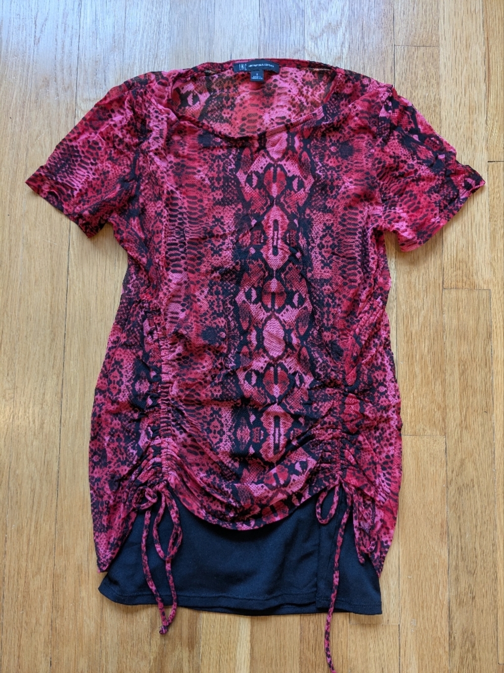 INC Red Snake-Print Ruched Women’s Top